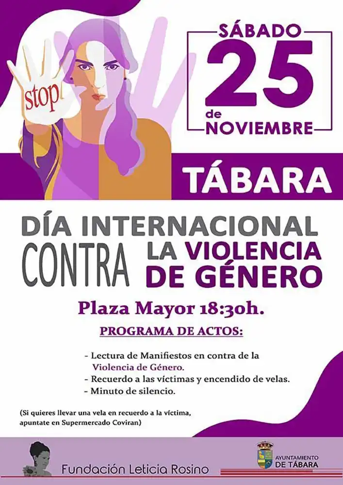 Unidos contra la Violencia de Género: La Plaza Mayor de Tábara acogerá un emotivo acto en memoria de las víctimas 1 Unidos contra la Violencia de Género: La Plaza Mayor de Tábara acogerá un emotivo acto en memoria de las víctimas