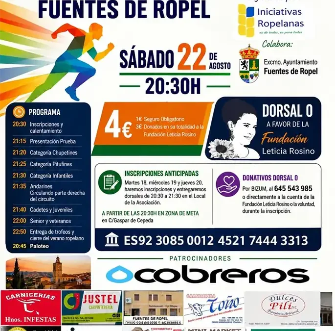 Fuentes de Ropel vuelve a correr por una causa solidaria con la IX Carrera Popular Solidaria de Iniciativas Ropelanas